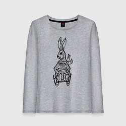Лонгслив хлопковый женский Кролик на санках, цвет: меланж