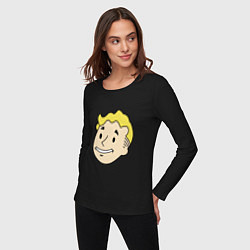 Лонгслив хлопковый женский Vault boy head, цвет: черный — фото 2