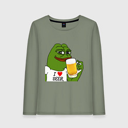 Лонгслив хлопковый женский Drink Pepe, цвет: авокадо