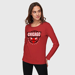Лонгслив хлопковый женский Чикаго баскетбол, цвет: красный — фото 2