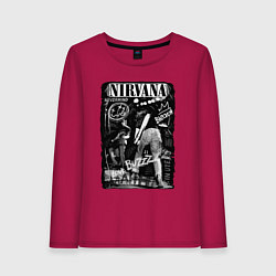 Лонгслив хлопковый женский Nirvana bleach, цвет: маджента