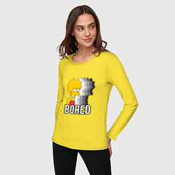 Лонгслив хлопковый женский Лиза Симпсон - bored, цвет: желтый — фото 2