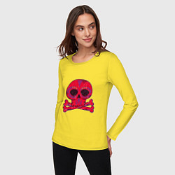Лонгслив хлопковый женский Колдунский череп и кости, цвет: желтый — фото 2