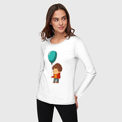 Лонгслив хлопковый женский Мальчик с воздушным шариком, цвет: белый — фото 2