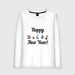 Женский лонгслив Новогодние домики в ряд