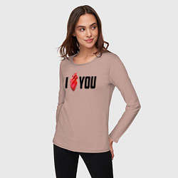 Лонгслив хлопковый женский I love you - прикол, цвет: пыльно-розовый — фото 2