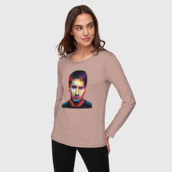 Лонгслив хлопковый женский Face Messi, цвет: пыльно-розовый — фото 2