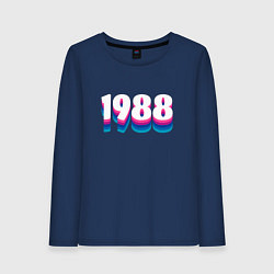 Лонгслив хлопковый женский Made in 1988 vintage art, цвет: тёмно-синий