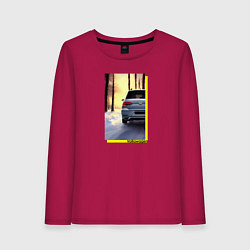 Лонгслив хлопковый женский Volkswagen в закат, цвет: маджента