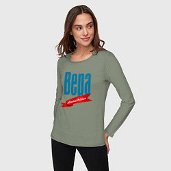 Лонгслив хлопковый женский Вера - limited edition, цвет: авокадо — фото 2