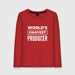 Лонгслив хлопковый женский Worlds okayest producer, цвет: красный