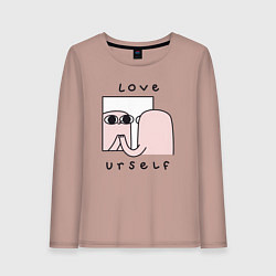 Лонгслив хлопковый женский Ketnipz - love urself, цвет: пыльно-розовый