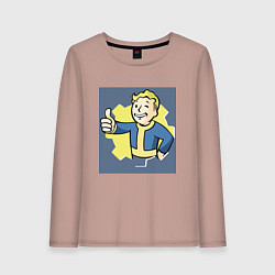 Лонгслив хлопковый женский Волт-Бой с пальцем вверх, цвет: пыльно-розовый