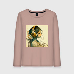 Женский лонгслив Девочка в наушниках