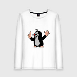 Лонгслив хлопковый женский Чешский крот, цвет: белый
