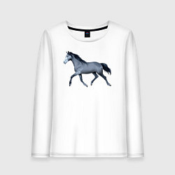 Лонгслив хлопковый женский Голштинская лошадь, цвет: белый