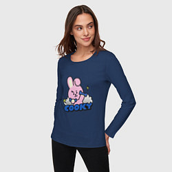 Лонгслив хлопковый женский Cooky BT21 Jungkook, цвет: тёмно-синий — фото 2