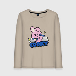 Лонгслив хлопковый женский Cooky BT21 Jungkook, цвет: миндальный