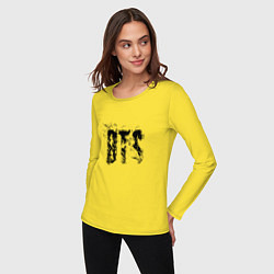 Лонгслив хлопковый женский BTS logo, цвет: желтый — фото 2