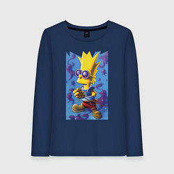 Лонгслив хлопковый женский Bart Simpson - neural network, цвет: тёмно-синий