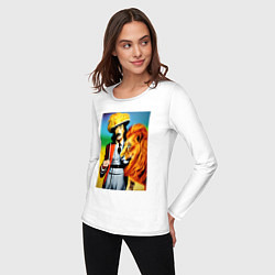 Лонгслив хлопковый женский Salvador Dali and lion, цвет: белый — фото 2