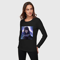 Лонгслив хлопковый женский Raiden love, цвет: черный — фото 2