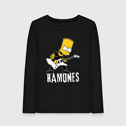Лонгслив хлопковый женский Ramones Барт Симпсон рокер, цвет: черный