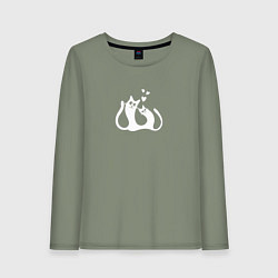 Женский лонгслив Белый влюбленные коты