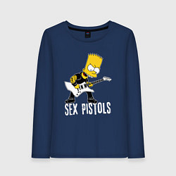 Лонгслив хлопковый женский Sex Pistols Барт Симпсон рокер, цвет: тёмно-синий