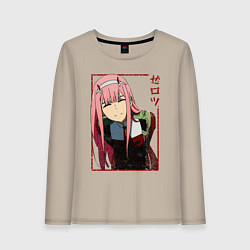 Лонгслив хлопковый женский Zero Two anime girl, цвет: миндальный