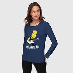Лонгслив хлопковый женский Motorhead Барт Симпсон рокер, цвет: тёмно-синий — фото 2