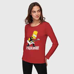 Лонгслив хлопковый женский Paramore Барт Симпсон рокер, цвет: красный — фото 2