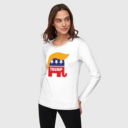 Лонгслив хлопковый женский Trump elephant, цвет: белый — фото 2