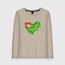 Женский лонгслив Сердце с цветком банана
