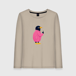 Лонгслив хлопковый женский Модная галка, цвет: миндальный