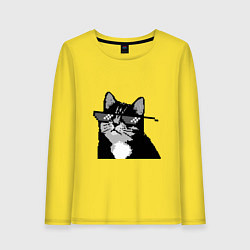 Женский лонгслив Pixel coot cat in glasses