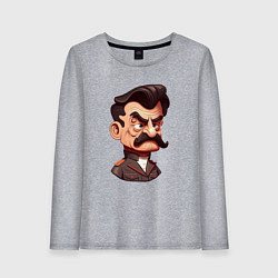 Лонгслив хлопковый женский Сталин мультяшный, цвет: меланж