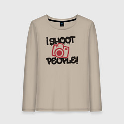 Лонгслив хлопковый женский Я фоткаю людей, цвет: миндальный