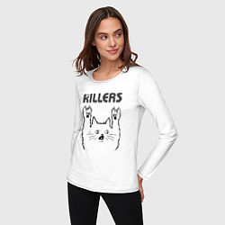 Лонгслив хлопковый женский The Killers - rock cat, цвет: белый — фото 2