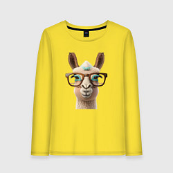 Женский лонгслив Умная лама в очках