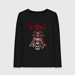 Лонгслив хлопковый женский Slipknot рогатый череп, цвет: черный