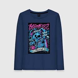 Лонгслив хлопковый женский Blink 182 рок группа, цвет: тёмно-синий