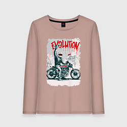 Лонгслив хлопковый женский Evolution - motorcycle, цвет: пыльно-розовый