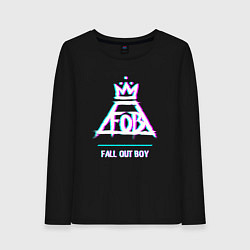 Лонгслив хлопковый женский Fall Out Boy glitch rock, цвет: черный