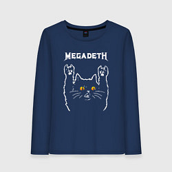 Лонгслив хлопковый женский Megadeth rock cat, цвет: тёмно-синий