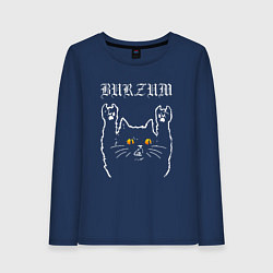Лонгслив хлопковый женский Burzum rock cat, цвет: тёмно-синий