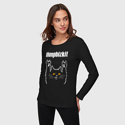 Лонгслив хлопковый женский Limp Bizkit rock cat, цвет: черный — фото 2