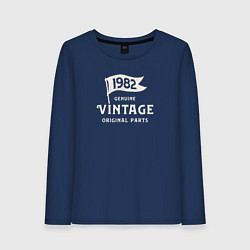 Лонгслив хлопковый женский 1982 подлинный винтаж - оригинальные детали, цвет: тёмно-синий