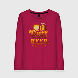 Лонгслив хлопковый женский Duff beer brewing, цвет: маджента