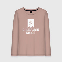 Лонгслив хлопковый женский Crusader Kings логотип, цвет: пыльно-розовый